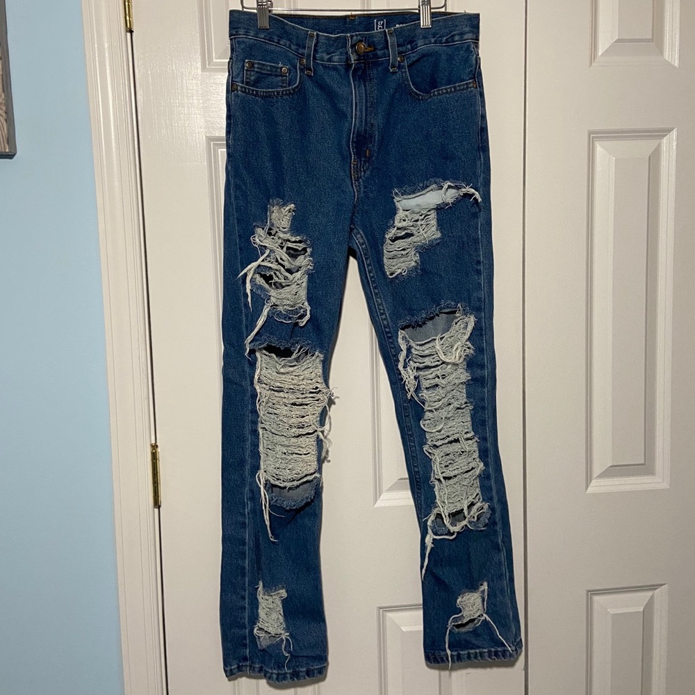 George jeans (tik tok) dark wash hand distressed